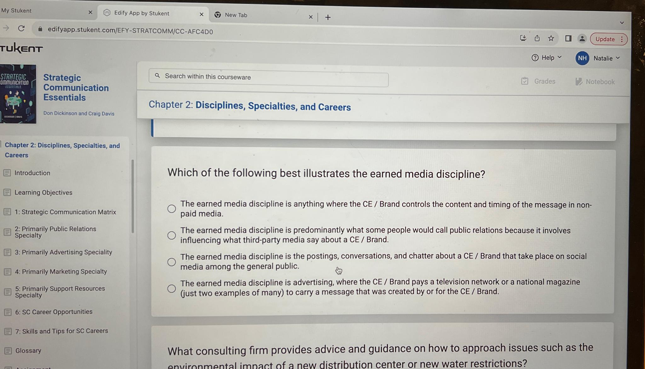  Chapter 2: Disciplines, Specialties, and Careers Introduction Learning Objectives 1: Strategic
