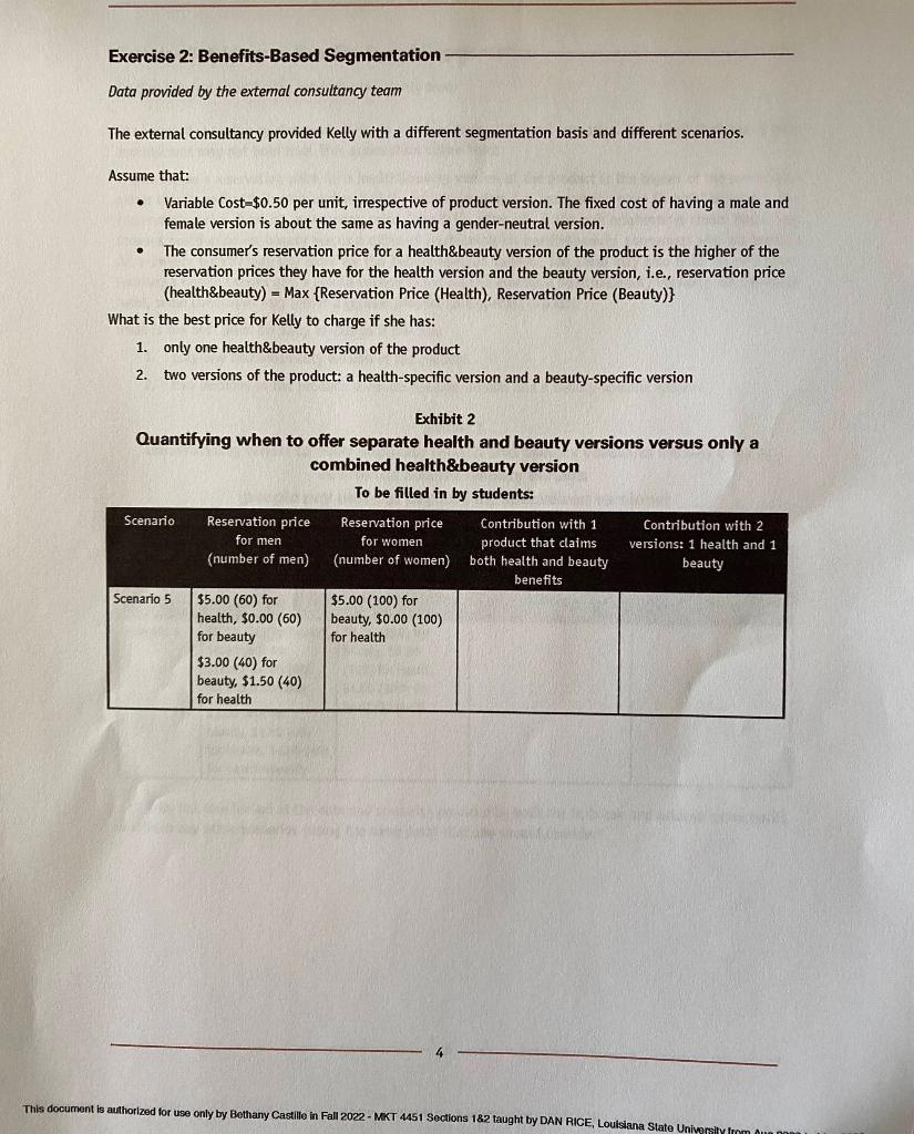 Exercise 2: Benefits-Based Segmentation Data provided by the extemal consultancy team