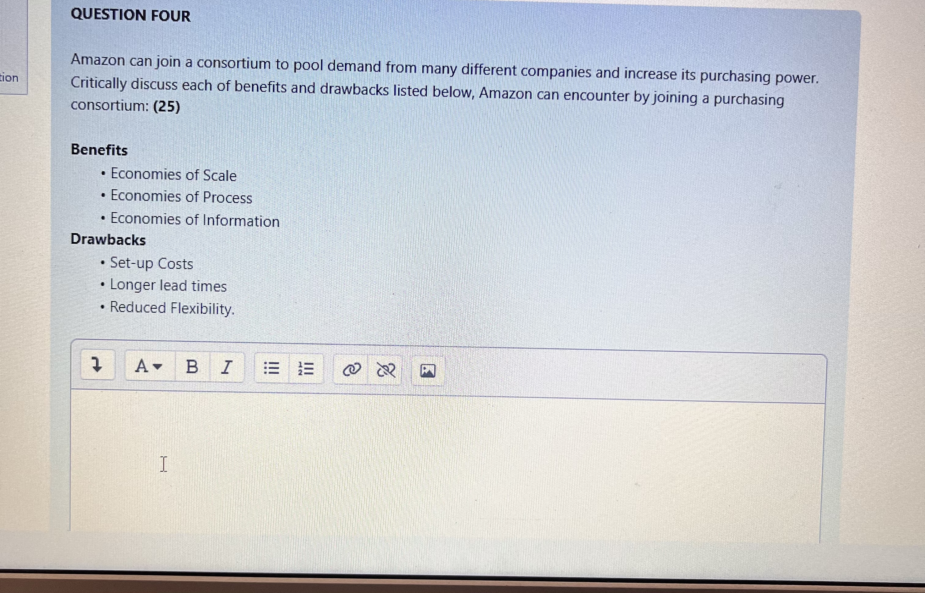  QUESTION FOUR Amazon can join a consortium to pool demand from