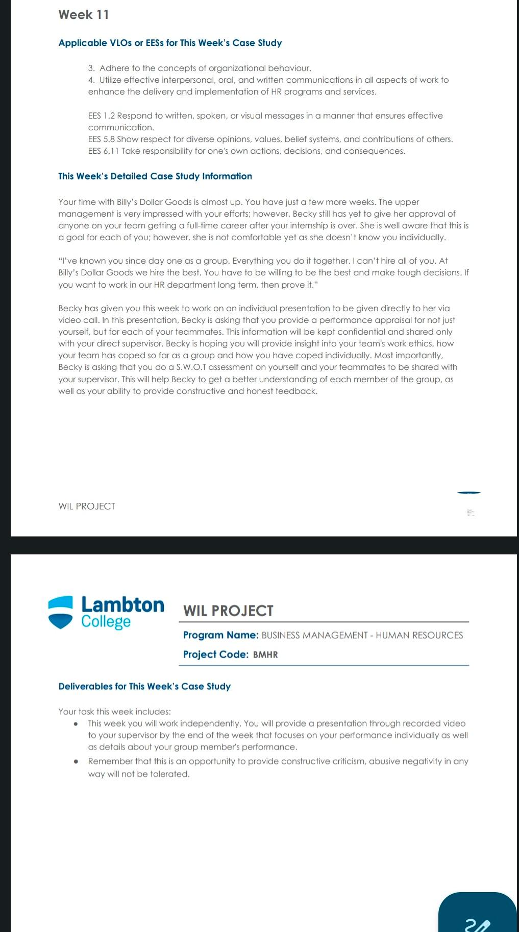  Week 11 Applicable VLOs or EESs for This Week's Case Study