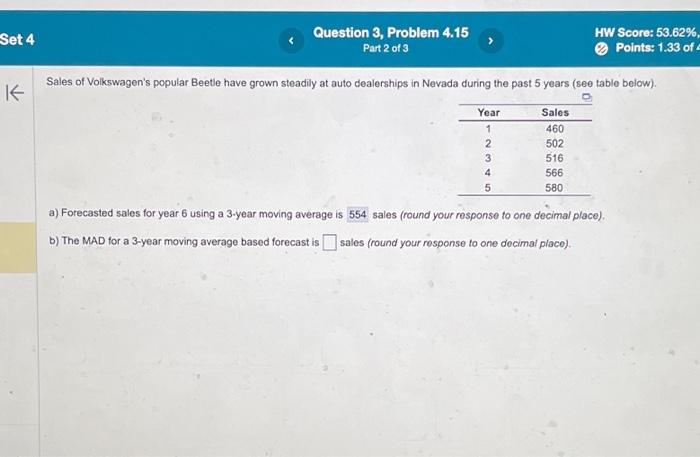 C) find the MSE for a 3 year moving average based forecast