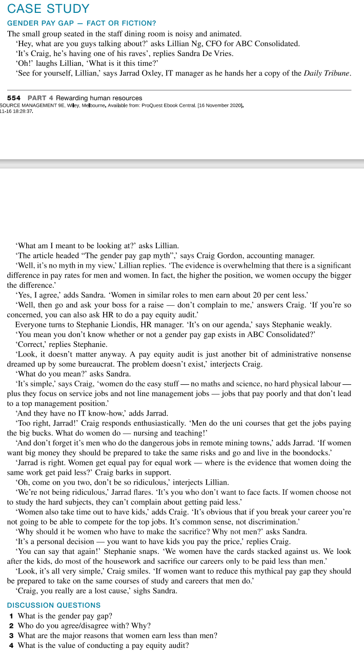 CASE STUDY GENDER PAY GAP - FACT OR FICTION? The small