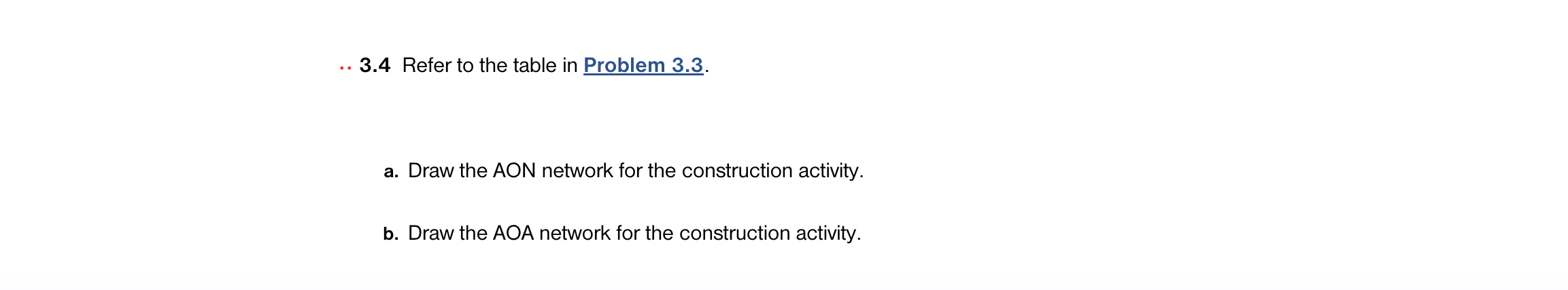 the AON network for the construction activity. b. Draw the AOA network