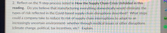  2. Reflect on the 9-step process noted in How the Supply