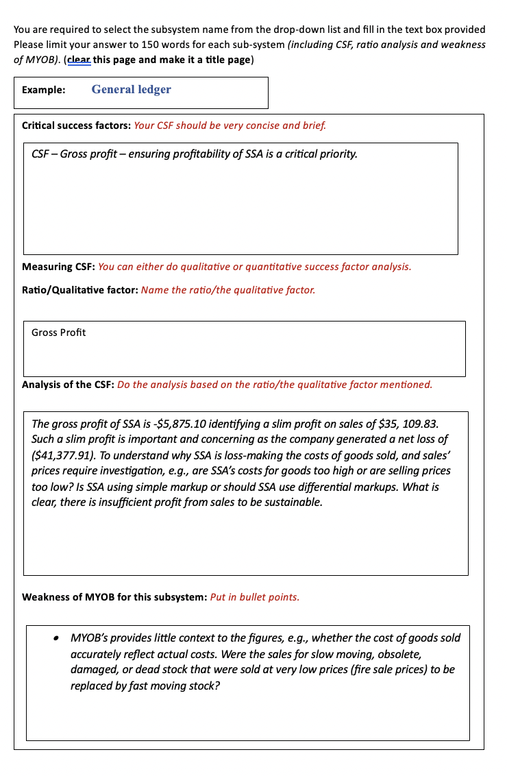  Based off the example above as a guide, complete and provide