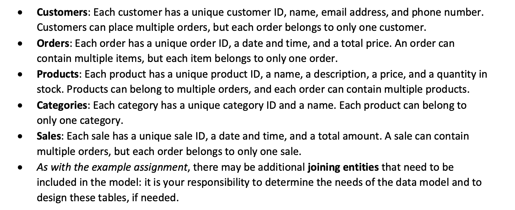 BasedBased on information about orders and sales. Give me example to make