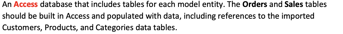 an access - Customers: Each customer has a unique customer ID, name,