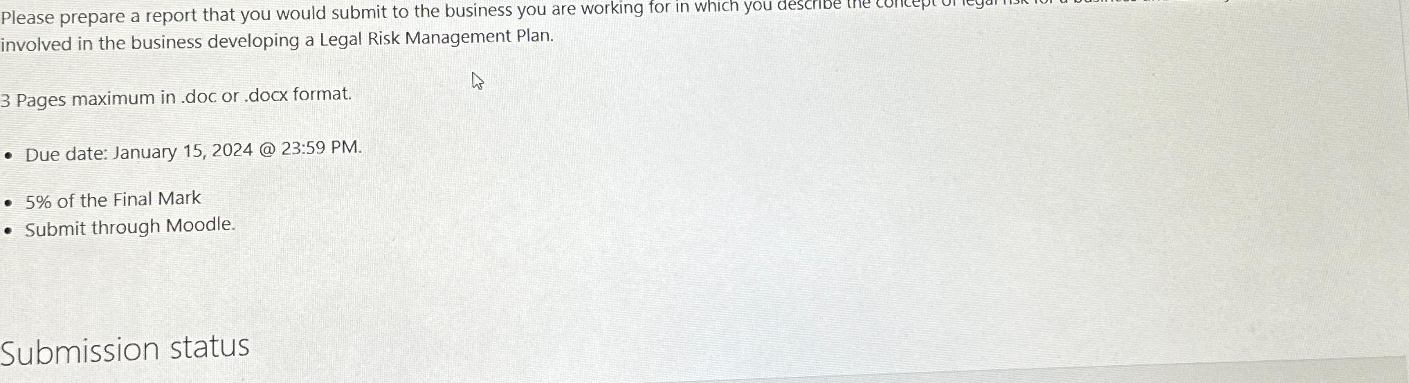  Please prepare a report that you would submit to the business