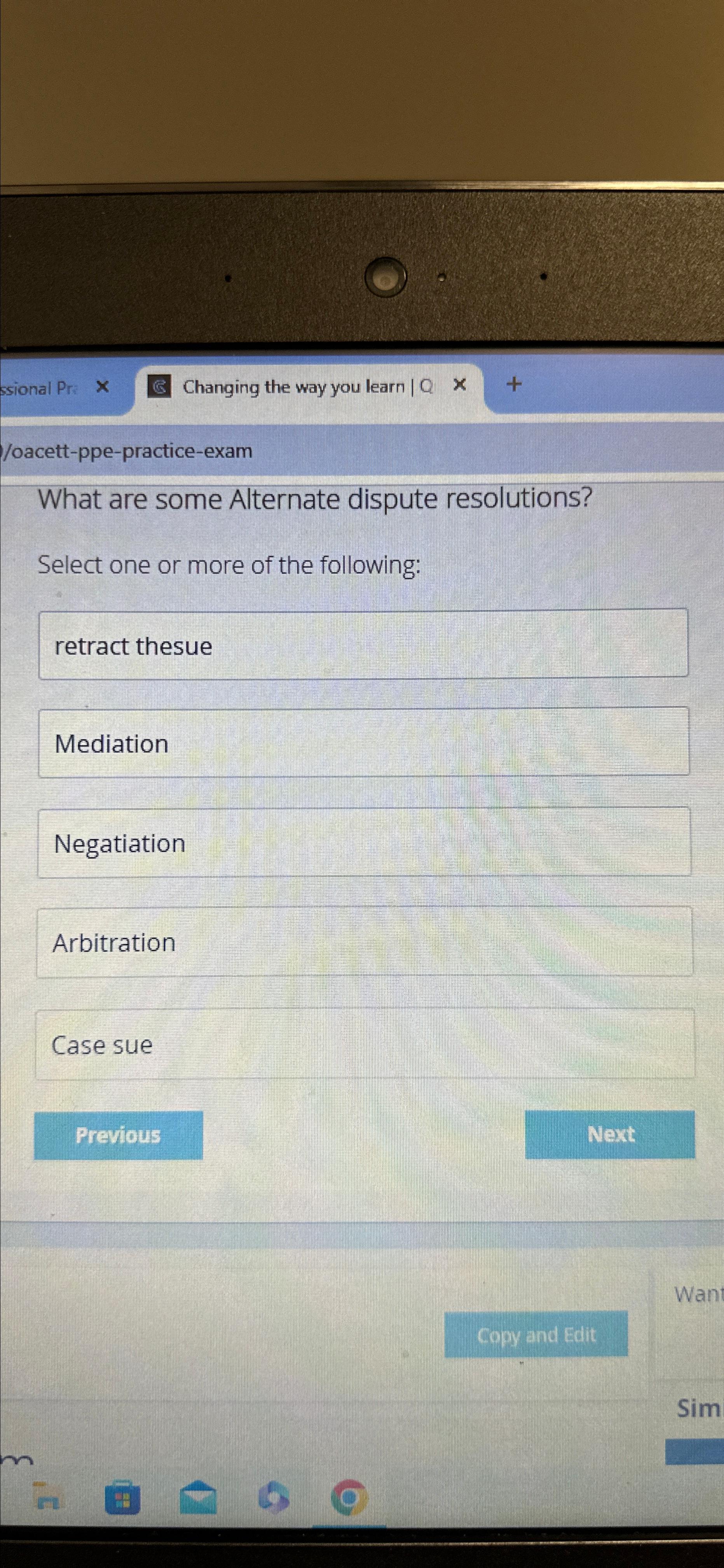  /oacett-ppe-practice-exam What are some Alternate dispute resolutions? Select one or more