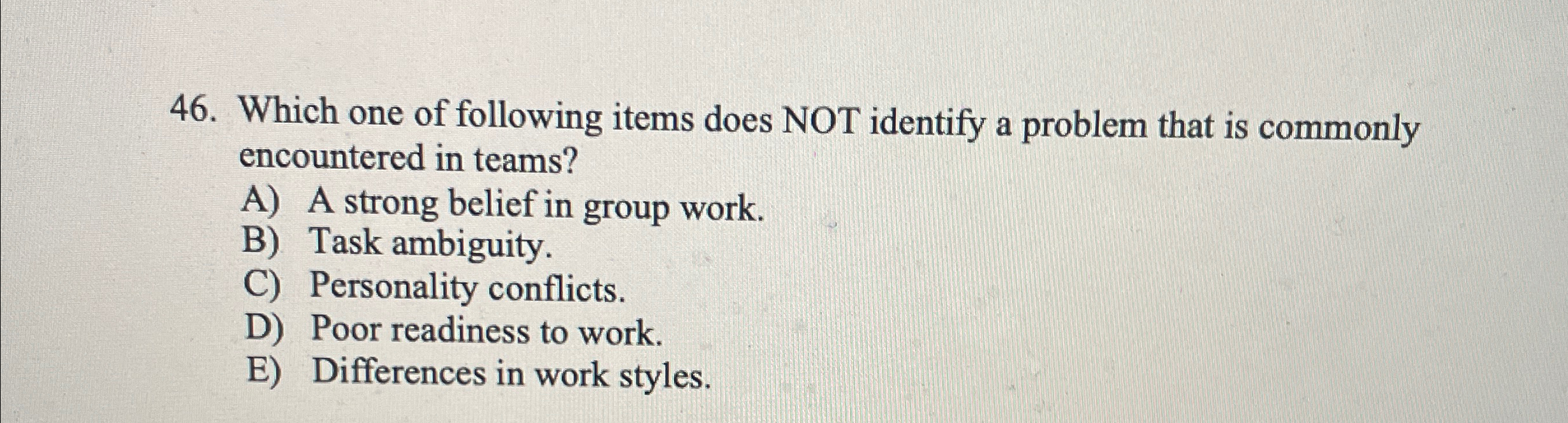  Which one of following items does NOT identify a problem that