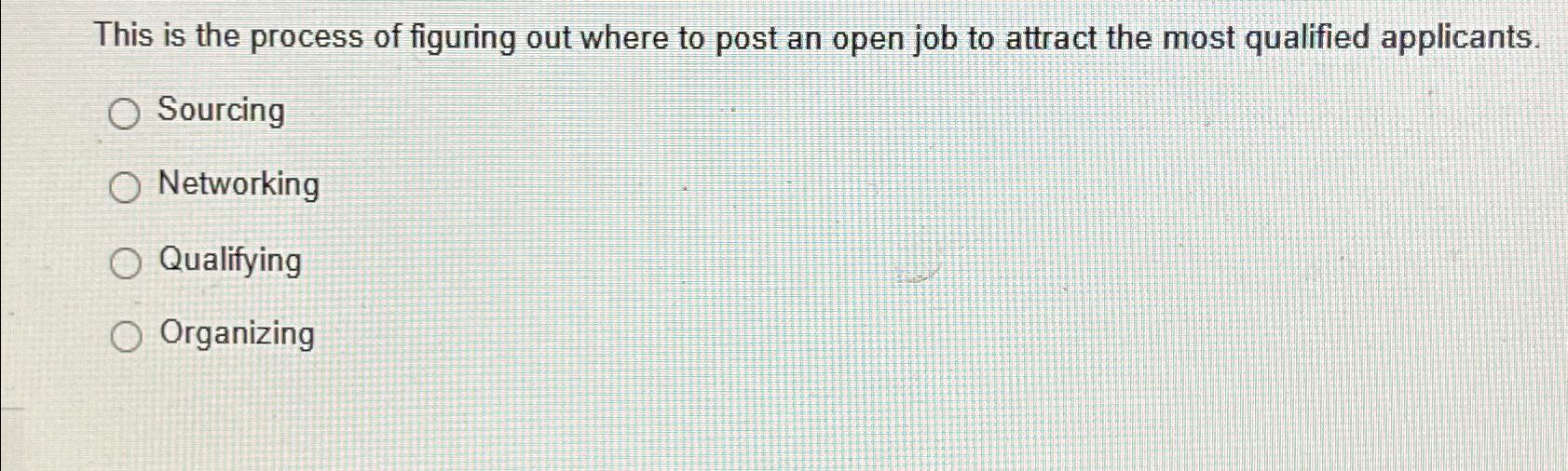  This is the process of figuring out where to post an