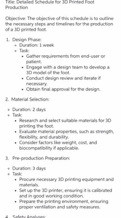 USING THE Schedule Provide CREATE A GANTT CHART USING EXCEL AND UPLOAD