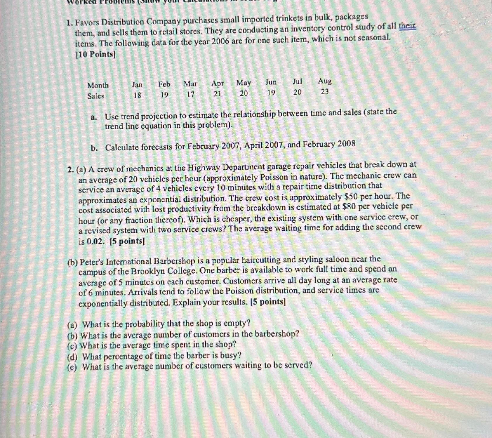  Worked Problems (Show your calculations in order to get full credit)