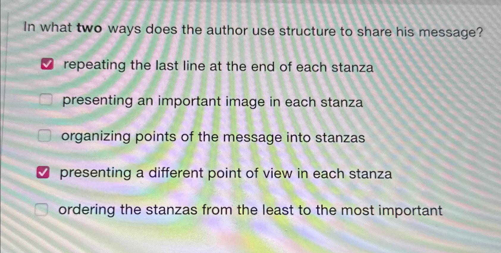  In what two ways does the author use structure to share