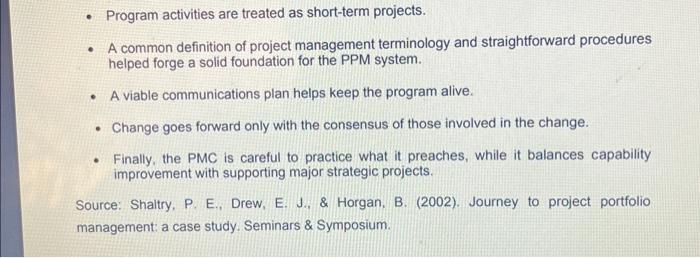 company's approach to establishing a project portfolio management capability. It focuses on