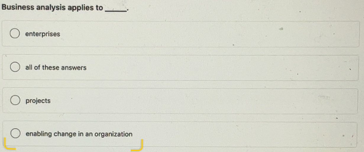 image shows a user story map? Business analysis applies to enterprises all