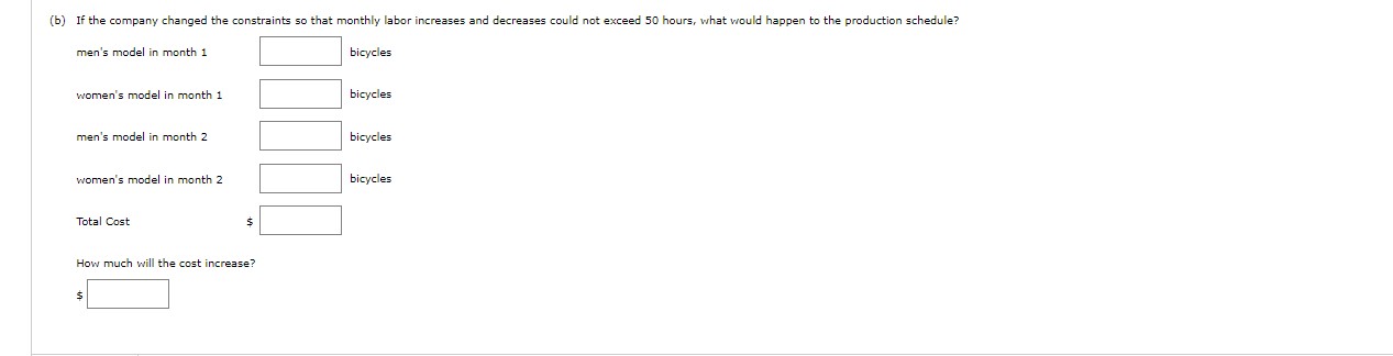 months. Only integer amounts of bicycles can be produced. (a) Establish a