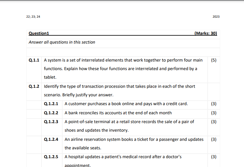 Please provide concise and question specific solutions for the following: 22;23;24 2023