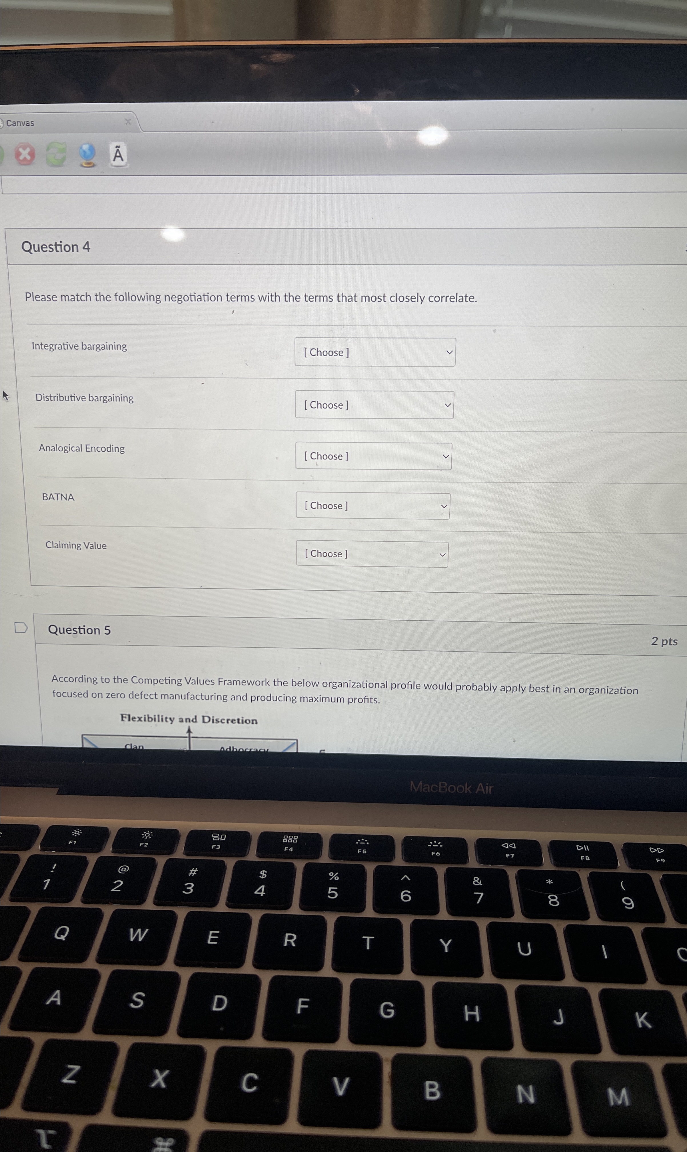  Question 4 Please match the following negotiation terms with the terms