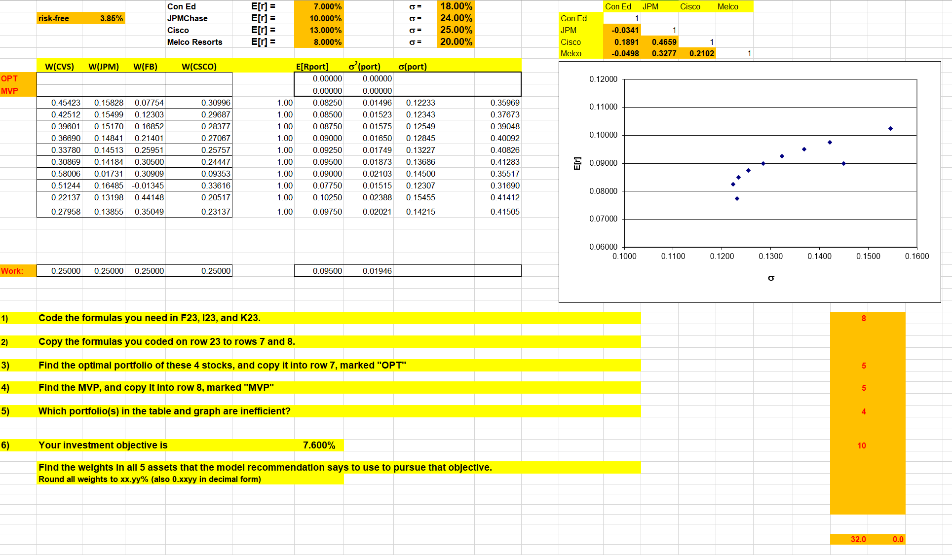 1) Code the formulas you need in F23, I23, and K23.