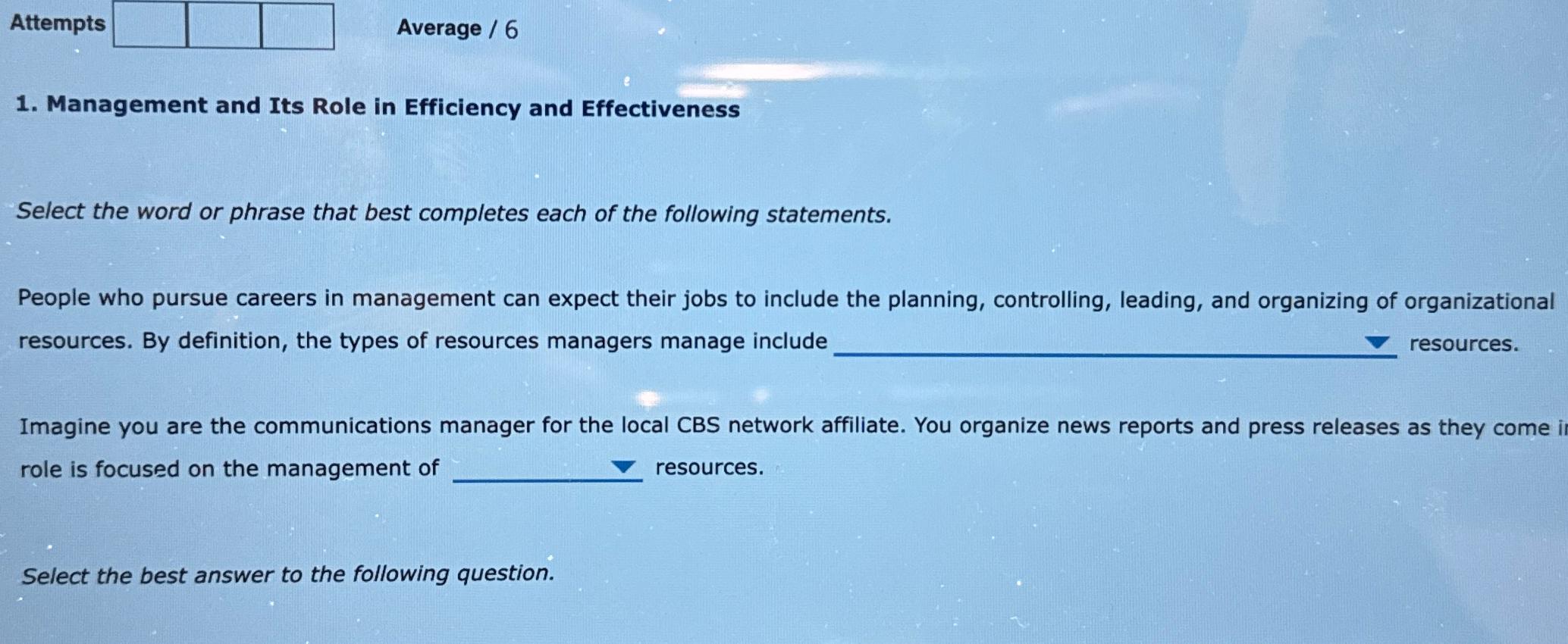  Attempts Average /6 Management and Its Role in Efficiency and Effectiveness