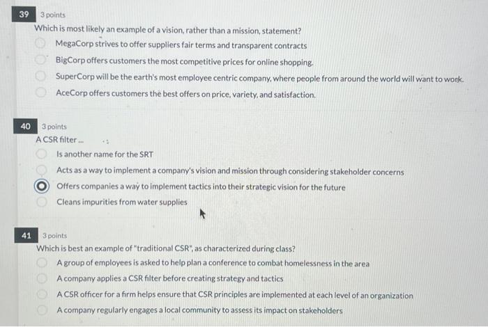  3 points Which is most likely an example of a vision,