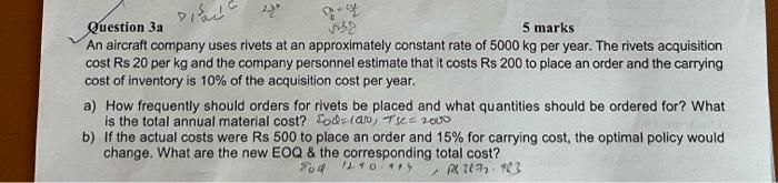  Need complete answer with all steps and 100% accuracy Question 3a
