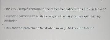  Does this sample conform to the recommendations for a TMR in