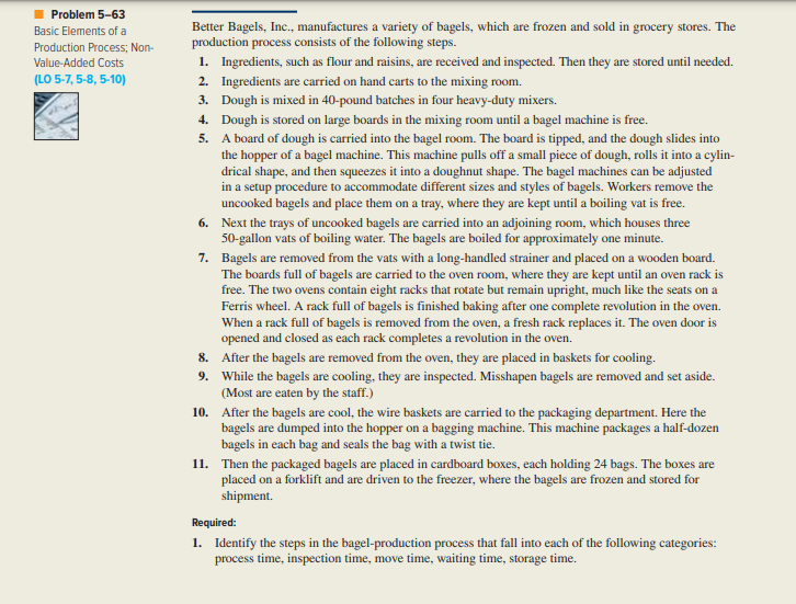  Problem 5-63 Basic Elements of a Production Process; NonValue-Added Costs (L0