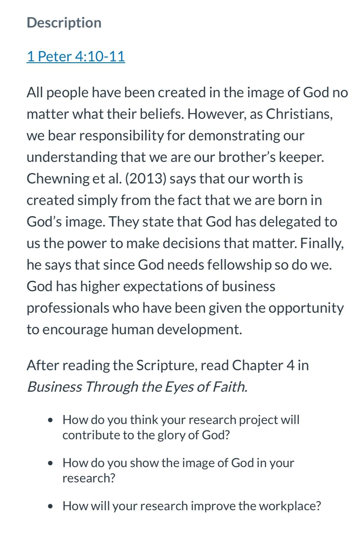  Description 1 Peter 4:10-11 All people have been created in the