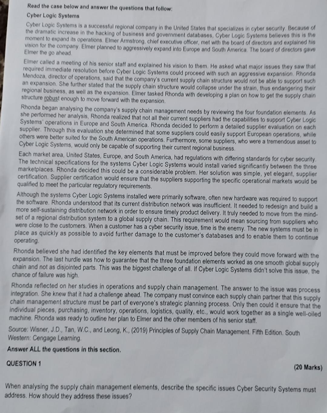  Help with question 2 Read the case below and answer the