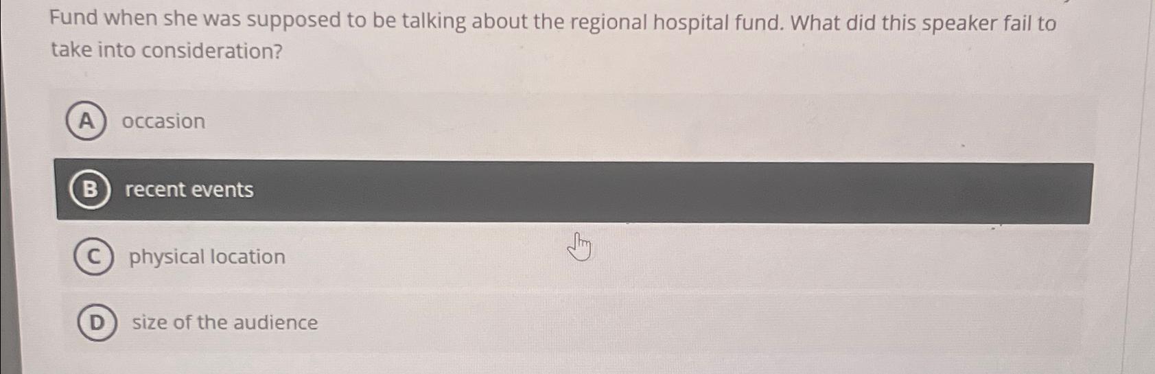  Fund when she was supposed to be talking about the regional