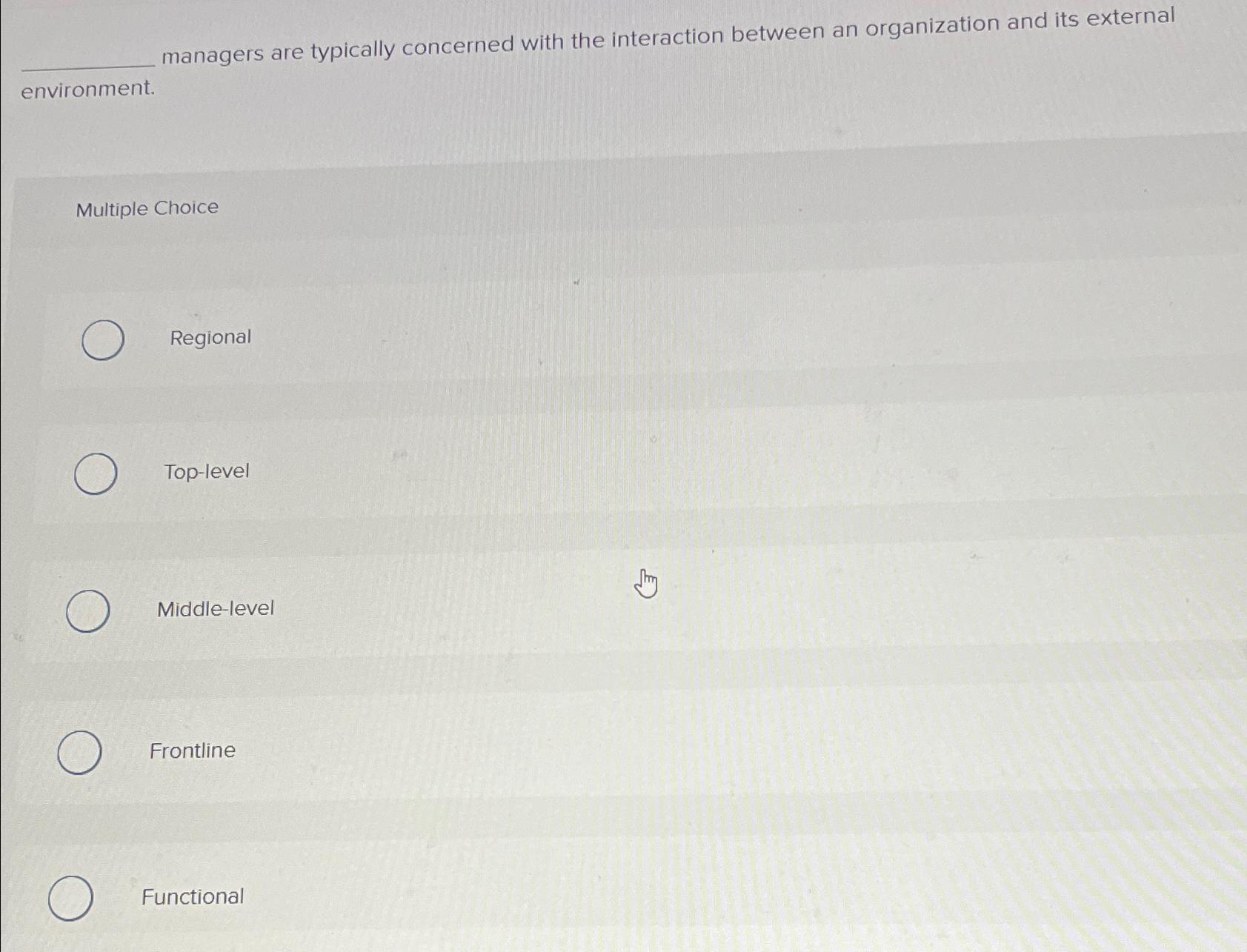  managers are typically concerned with the interaction between an organization and