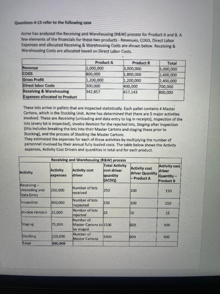 4.Receiving Unloading and Data Entry: A.600 B.800 C.1000 D.1200 E.1500 5.Inspection