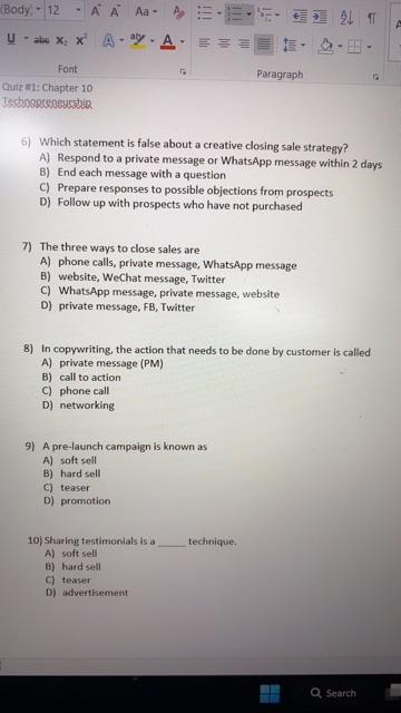 D) building relationship 1) An entrepreneur can build a community on FB