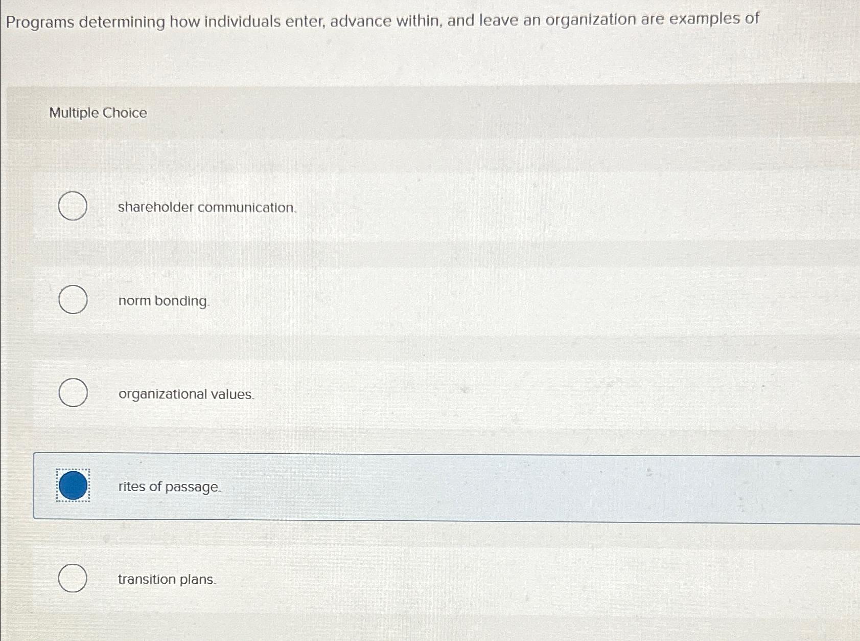  Programs determining how individuals enter, advance within, and leave an organization