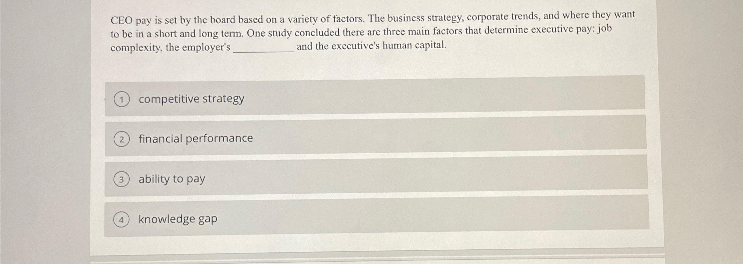  CEO pay is set by the board based on a variety
