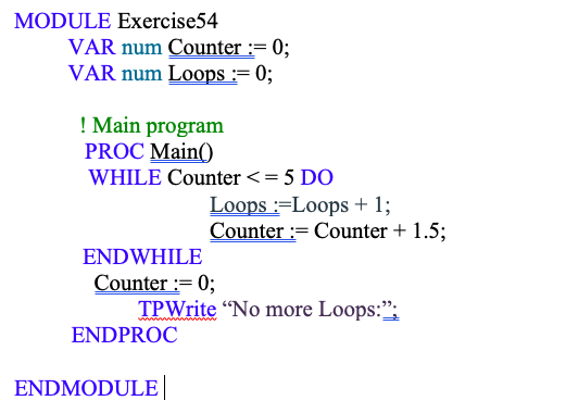  What value will the variable Loops have after the programme is