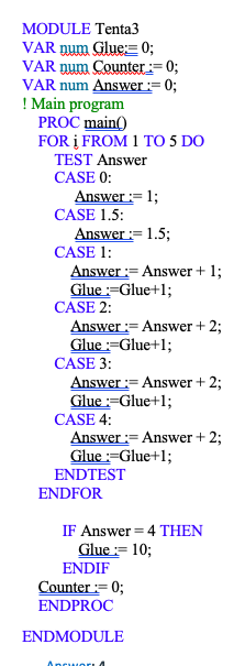 executed? What value will the variable Glue have after the program is