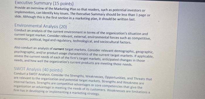 selected Product or Service. You may use the work from previous assignments