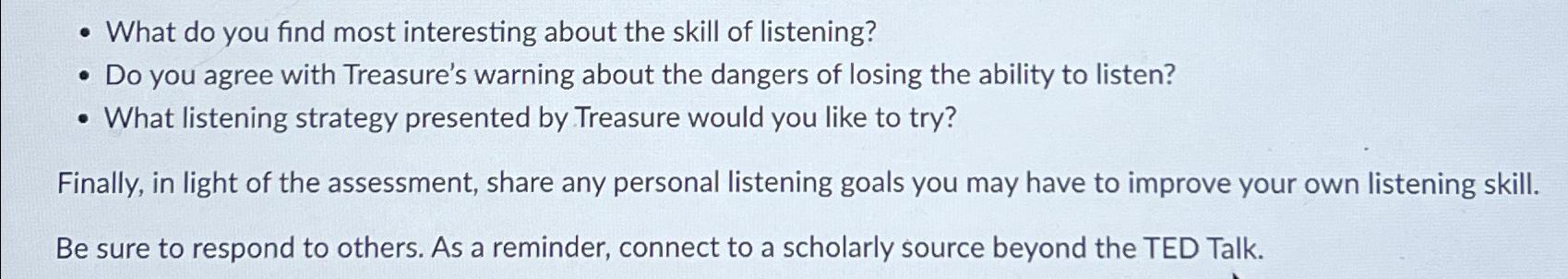  -What do you find most interesting about the skill of listening?
