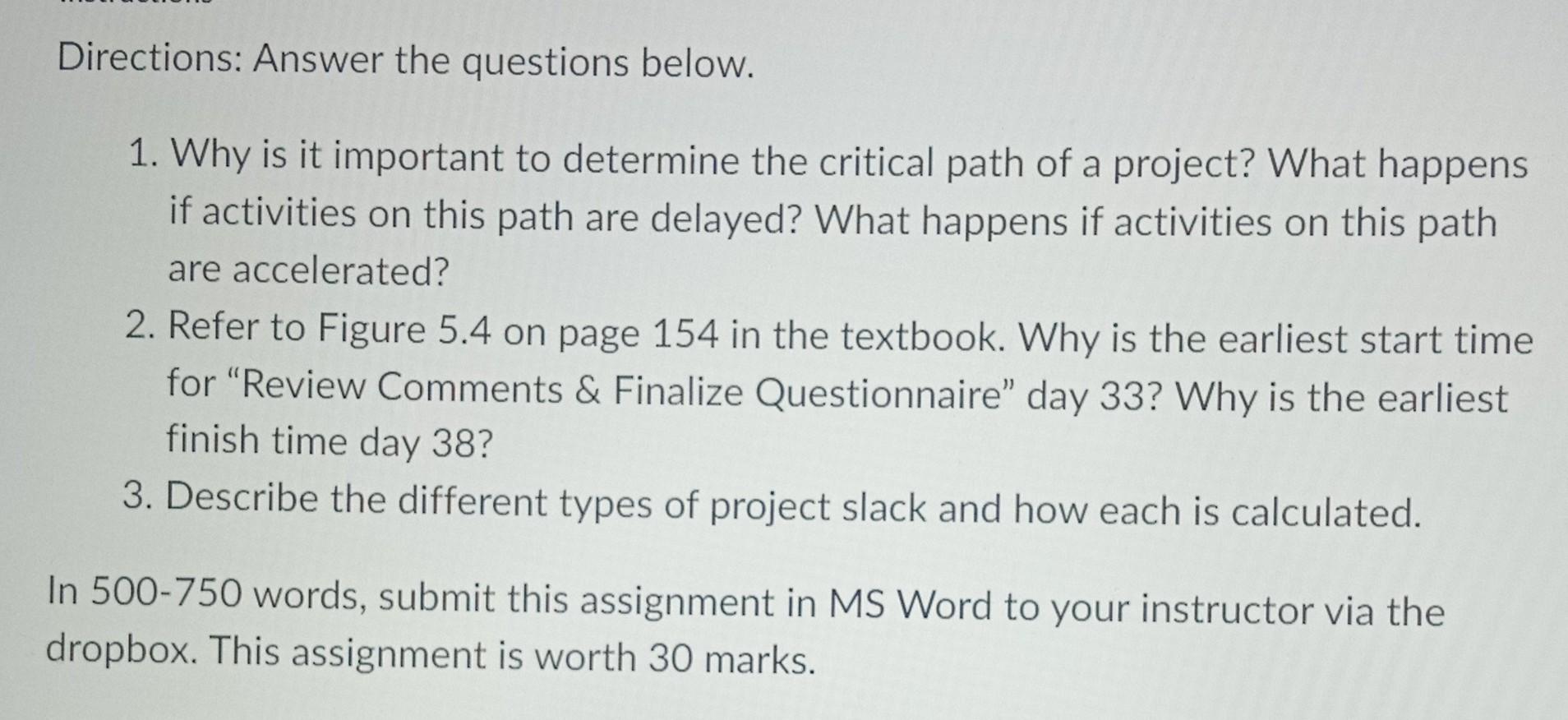 Directions: Answer the questions below. 1. Why is it important to