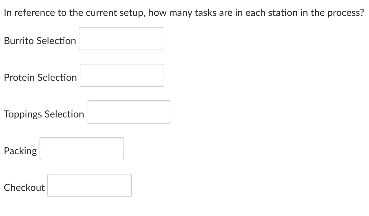 In reference to the current setup, how many tasks are in