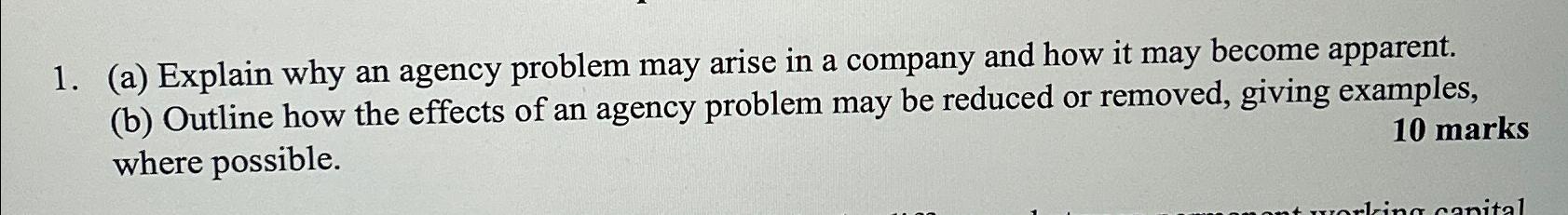  (a) Explain why an agency problem may arise in a company