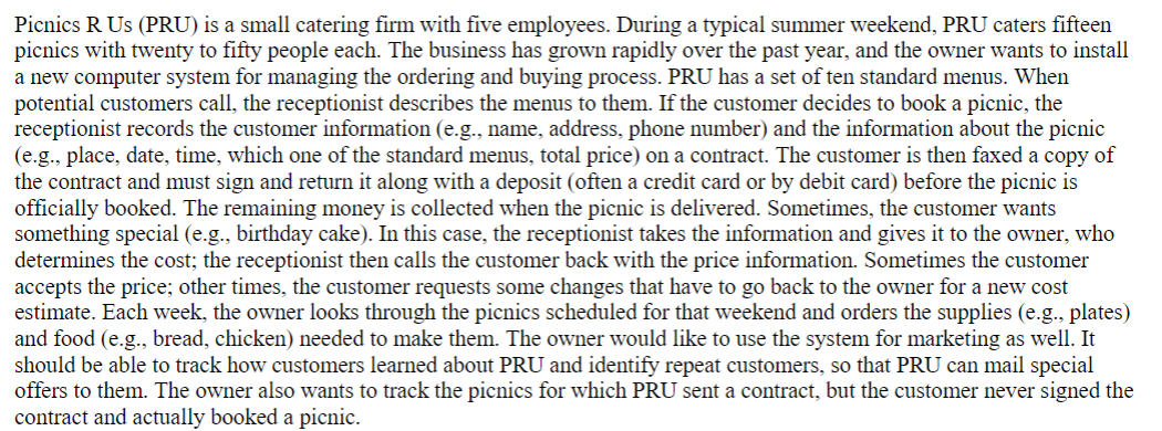 Create a use case description for the homework problem that describes both