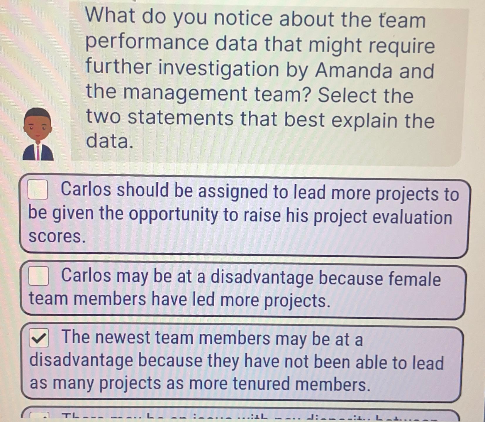  What do you notice about the team performance data that might