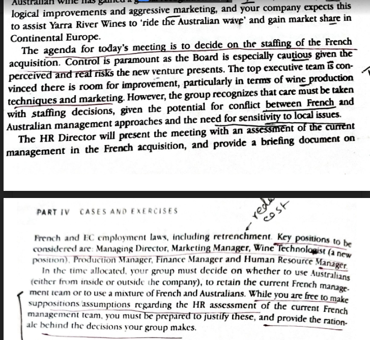 Vour group comprises the top executive team of an Australian wine company