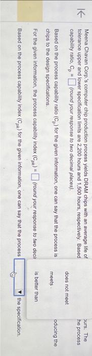 and lower specification limits are 2,200 hours and 1,500 hours, respectively. Based