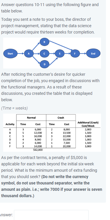 fast please Answer questions 10-11 using the following figure and table below.