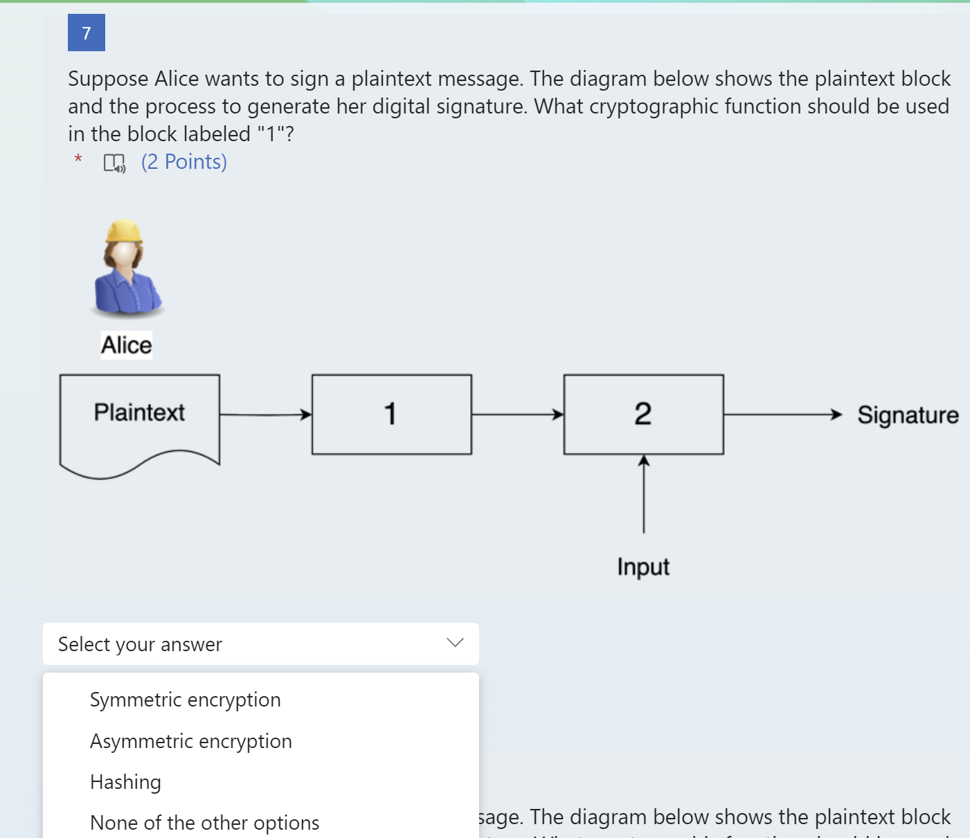  Suppose Alice wants to send Bob an encrypted message using asymmetric